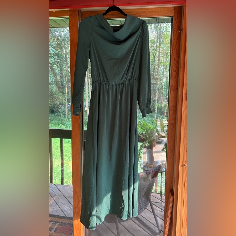 Elegant Green Long Sleeve Dress